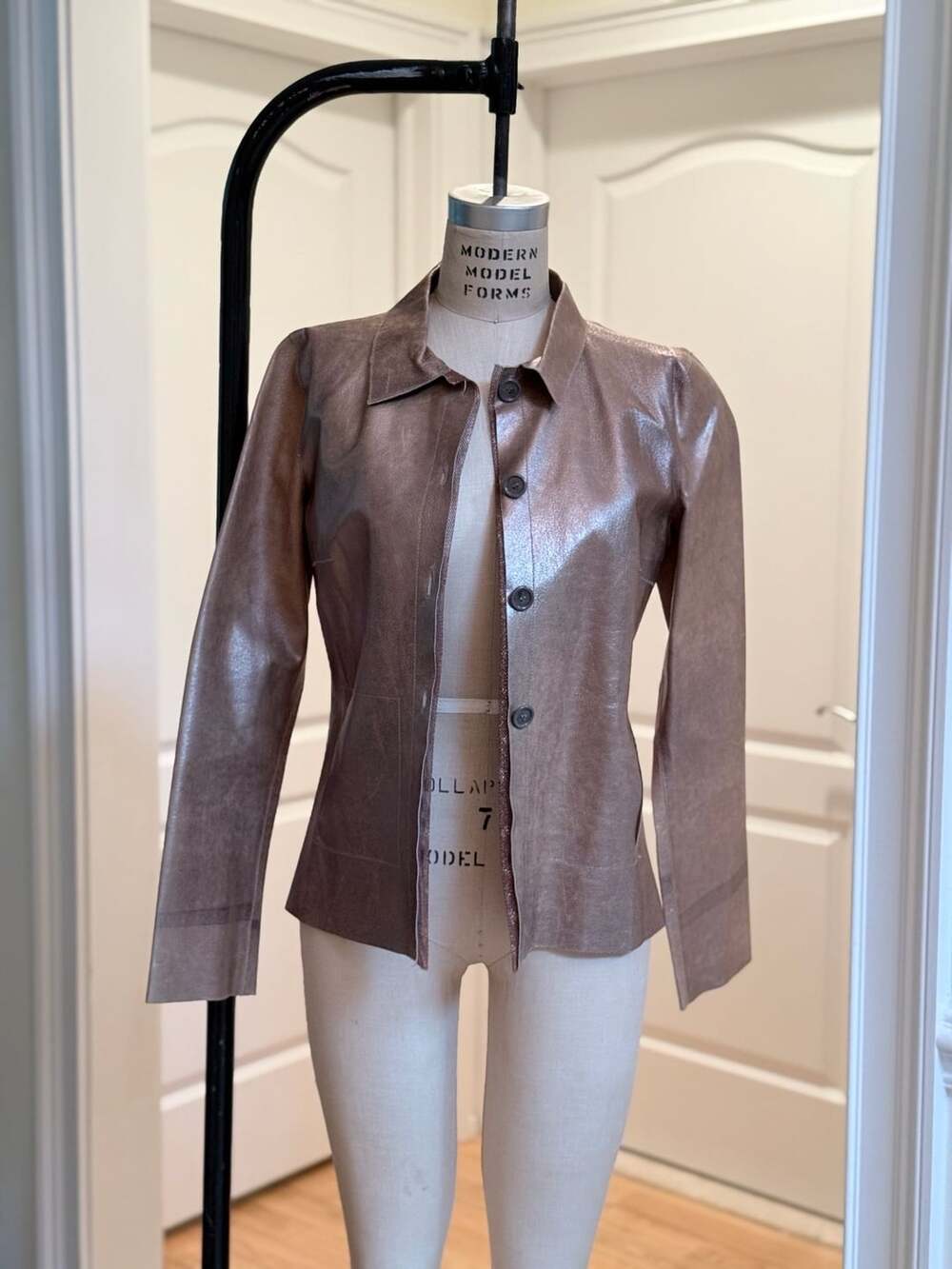 Rozae Nichols Metallic Copper Leather Jacket